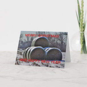 COUNTRY HAYBALE KERSTKAART FEESTDAGEN KAART