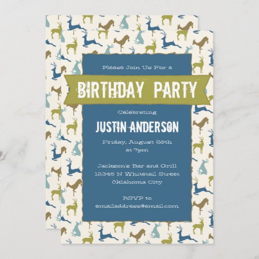 Country Herten Verjaardagsfeestje Kaart (Voorkant / Achterkant)