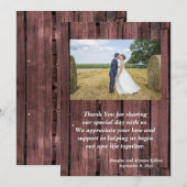 Country Hors Carte de remerciements Red Barnboard (Devant / Derrière)