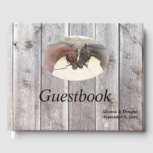 Country Horses Grijs Barnboard Gastenboek (Voorkant)