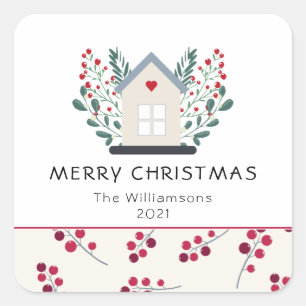 Country House en bessen familie Vierkante Sticker