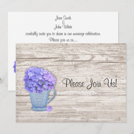 Country Hydrangea Faire-part de mariage (Devant / Derrière)