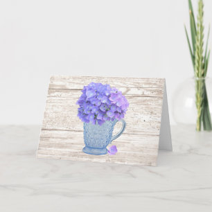 Country Hydrangea Grande police Carte de la fête d