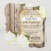 Country Hydrangeas et Rustic Wood Invitation (Devant / Derrière)