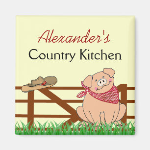 Country Kitchen- Boerderij Pig Gepersonaliseerd Magneet