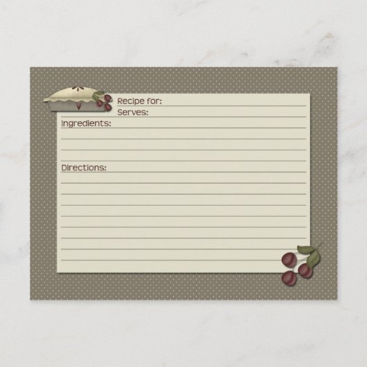 Country Kitchen Recipcard Briefkaart (Voorkant)