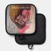 Country Kitchen Red Chicken Hen Pannenlap (Voorkant / Achterkant)