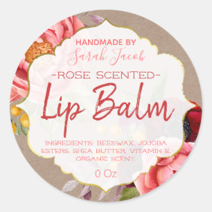 Country Kraft Floral Lip Balm Étiquette