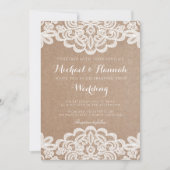 Country Lace Kraft Papier bruiloft uitnodiging (Voorkant)