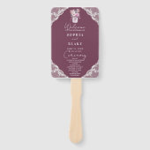 Country Lace Mason Jar Bourgondië Trouwprogramma Handwaaier (Voorkant)