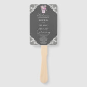 Country Lace Mason Jar Grey Trouwprogramma Handwaaier (Voorkant)