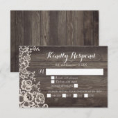 Country Lace Wood Wedding RSVP Response Kaart (Voorkant / Achterkant)