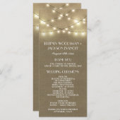 Country Lights + Rustieke Burlap Wedding Programma (Voorkant / Achterkant)