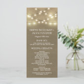 Country Lights + Rustieke Burlap Wedding Programma (Staand voorkant)