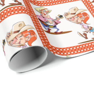 country line danser en banjo speler cadeaupapier