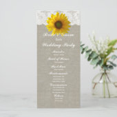 Country Linen Sunflower Lace Programme de mariage (Debout devant)