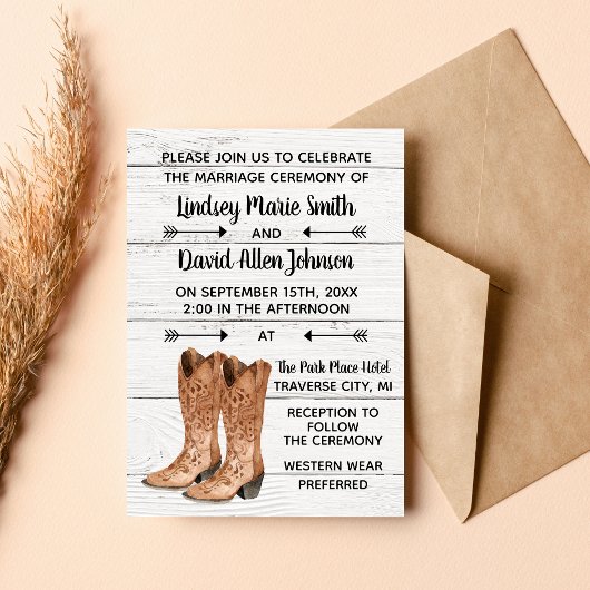 Country Love Western Rustic Faire-part de mariage