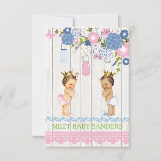 Country Mason Jar Baby Reveal Invitation Kaart (Voorkant)