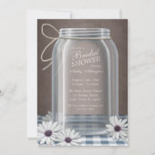 Country Mason Jar Blue Gingham Vrijgezellenfeest Kaart (Voorkant)