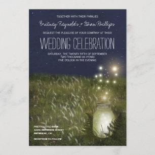 Country Mason Jar + Firefly Trouwuitnodigingen Kaart