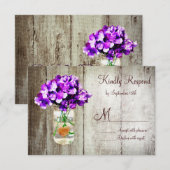 Country Mason Jar Hydrangea Mariage Cartes RSVP (Devant / Derrière)