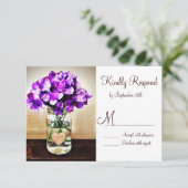 Country Mason Jar Hydrangea Mariage Cartes RSVP (Debout devant)