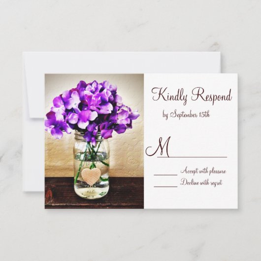 country Mason Jar Hydrangea Wedding RSVP-kaarten RSVP Kaartje (Voorkant)