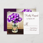 country Mason Jar Hydrangea Wedding RSVP-kaarten RSVP Kaartje (Voorkant / Achterkant)