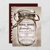 Country Mason Jar Invitations de douche nuptiale (Devant / Derrière)