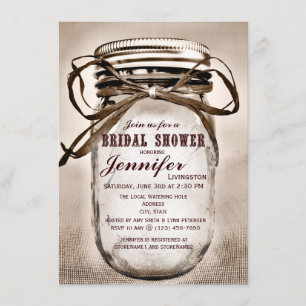 Country Mason Jar Invitations de douche nuptiale