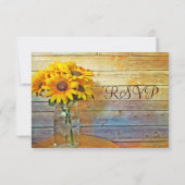 Country Mason Jar Sunflower Wedding Cartes RSVP (Dos)