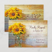 Country Mason Jar Sunflower Wedding Cartes RSVP (Devant / Derrière)