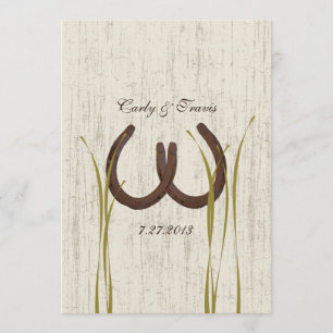 Country Meadow Rustic Hoefijzers Wedding Kaart