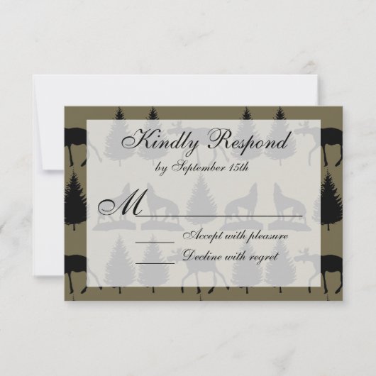 Country Moose Wolves Wildlife Wedding Cartes RSVP (Devant)