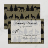 Country Moose Wolves Wildlife Wedding Cartes RSVP (Devant / Derrière)