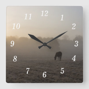 Country Morning Wall Clock Vierkante Klok