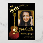 Country Music Afstuderen Party Script Zwart en Gou Folie Uitnodiging (Voorkant)