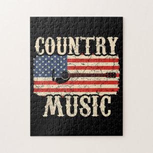 Country Music Guitar American Flag Gift Legpuzzel