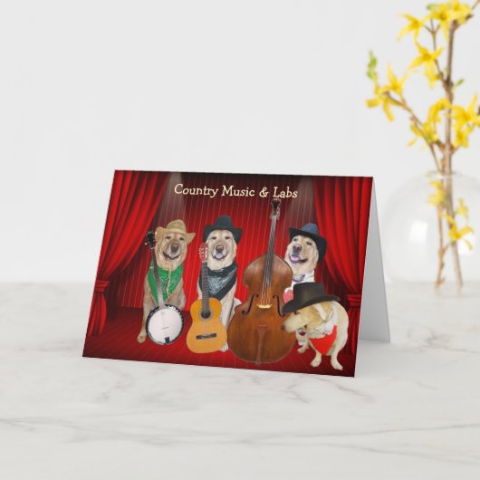 Country Music & Labs  verjaardag Kaart (Gele Bloem)