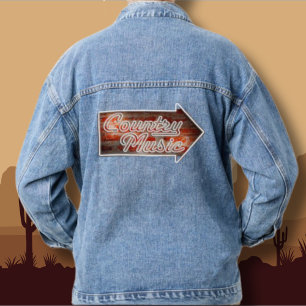 Country Music Sign Blauwe Dames Spijkerjas Denim Jacket