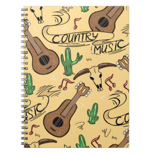 country muziek gitaar cactus patroon notitieboek