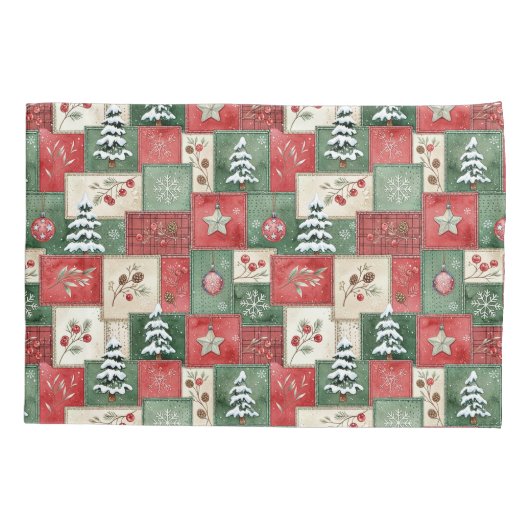 Country patchwork christmas pattern kussensloop (Achterkant)
