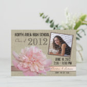 Country Peony Afstuderen Foto Kaart (Staand voorkant)