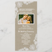 Country Photo Burlap et programmes de mariage de d (Devant)