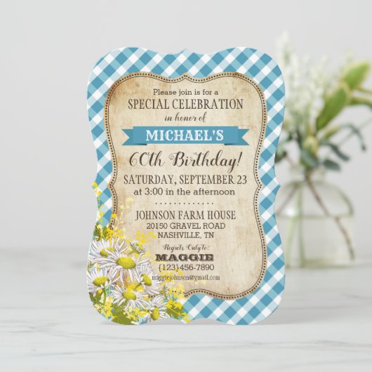 Country picknick met Daisy Bouquet Verjaardag Uitn Kaart (Staand voorkant)