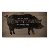 Country Pig Silhouet Rustieke Stijl Familie Boerde Visitekaartje Magneet (Voorkant)