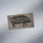 Country Pig Silhouet Rustieke Stijl Familie Boerde Visitekaartje Magneet (Voorbeeld)