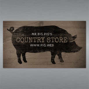 Country Pig Silhouet Rustieke Stijl Familie Boerde Visitekaartje Magneet