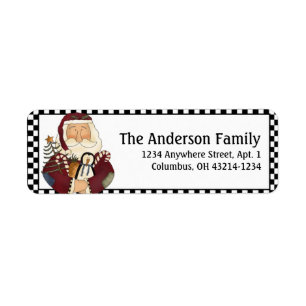 Country Prim Noël Père Noël Étiquettes de adresse