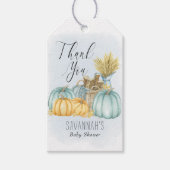 Country Pumpkin Blue Waterverf Dank u Cadeaulabel (Voorkant)